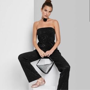 NWOT Black Sequins Sparkley Strapless Jumpsuit - Brand New without tags